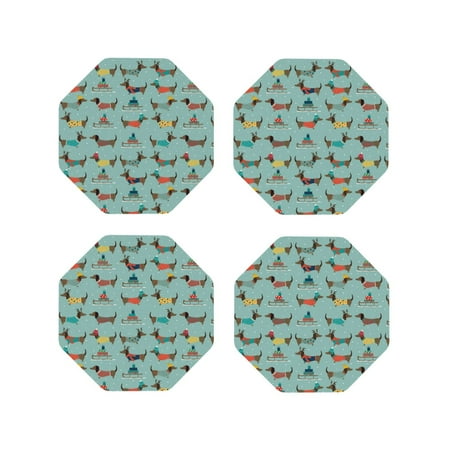 

Drink Coasters Set of 4 Dachshund Dog Puppy No.1041 Leather Coasters for Coffee Table Protector Heat Resistant Cute Coasters for Home Decor Housewarming Gifts Bar Kitchen 4 Inch Octagon