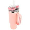 thumbnail image 3 of 40oz 30 oz with Handle, Straw Lid, Insulated Stainless Steel Travel Mug Water Bottle Ice Coffee Cup For Cold and Hot, BigSur (30oz, Peach), 3 of 6