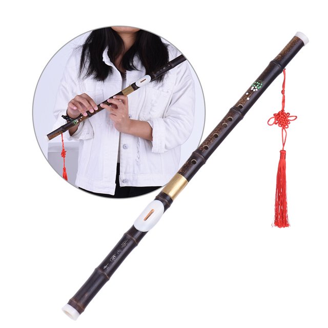 Bawu de bambú negro en tono G, diseño desmontable de 2 secciones con caja protectora y adorno de nudo chino, ideal para principiantes y amantes de la música.