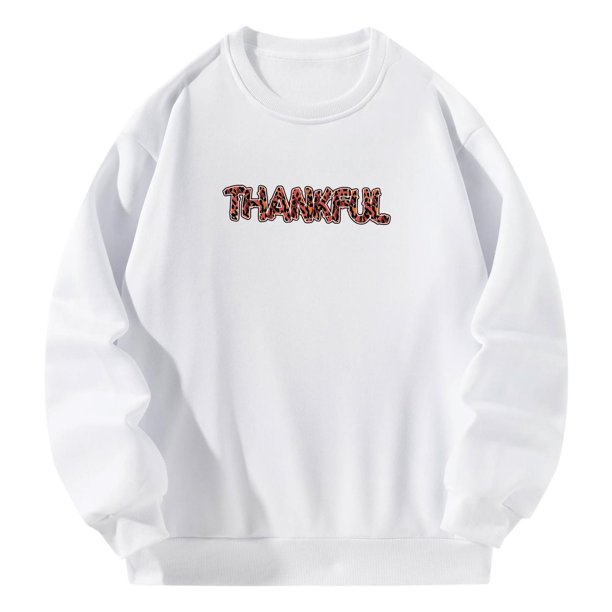 Sudadera de mujer Sudadera con cuello redondo Jersey Casual Thankful Impreso Activewear M