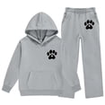 thumbnail image 2 of Auroural Girls Hoodies Girls Sweatpants Wide Leg Children's Winter Printed Hooded Sweatshirt Wide-Leg Pants Casual Sports Fleece-Lined Warmth Two-Piece Set Kids, 2 of 7