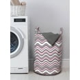 thumbnail image 3 of Geometric Laundry Bag, Wavy Horizontal Stripes Ocean Pattern Abstract Inspirations Sea Effect, Basket with Handles Drawstring Closure for Laundromats, 13" x 19", Warm Taupe Pink Cream, by Ambesonne, 3 of 4