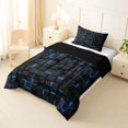 thumbnail image 2 of Manfei Modern 3D Square Twin Comforter Sets, Neon Glow Bedding Set, Black Blue, Black Reversible 2pcs, 1 Comforter and 1 Pillowcase, 2 of 6