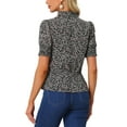 thumbnail image 3 of INSPIRE CHIC Women's Floral Print Summer Ruffle Neck Short Sleeve Peplum Top, 3 of 5