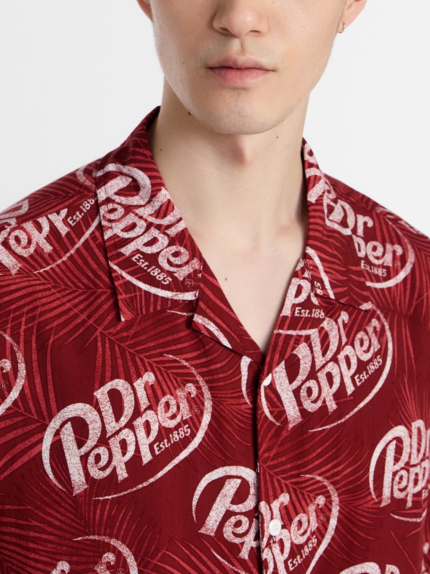 Dr Pepper Men's and Big Men's Graphic Woven Resort Shirt, Sizes S-2XL