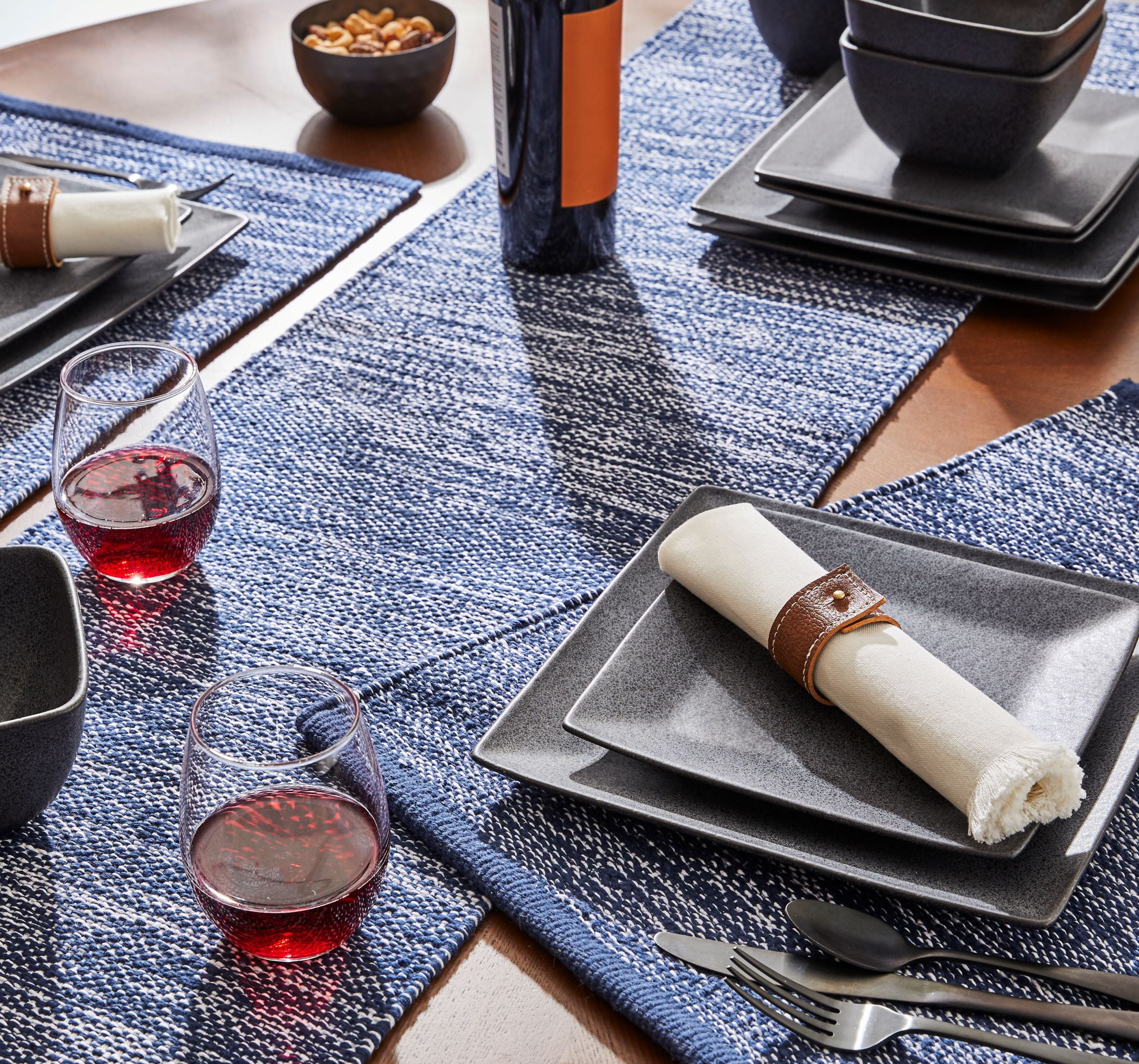 (2 pack) Better Homes & Gardens Navy Space Dye Placemat - 14"x 20", 100% Cotton