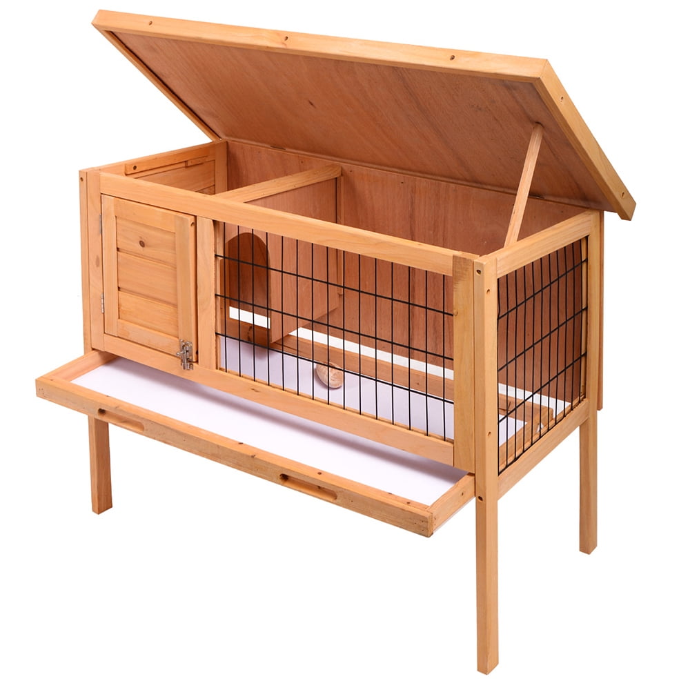 Lowestbest 36" Wooden Rabbit Bunny Pet Cage, Wooden Chicken Coop with Nesting Box, Wood Color Lowestbest 36" Wooden Rabbit Bunny Pet Cage, Wooden Chicken Coop with Nesting Box, Wood Color