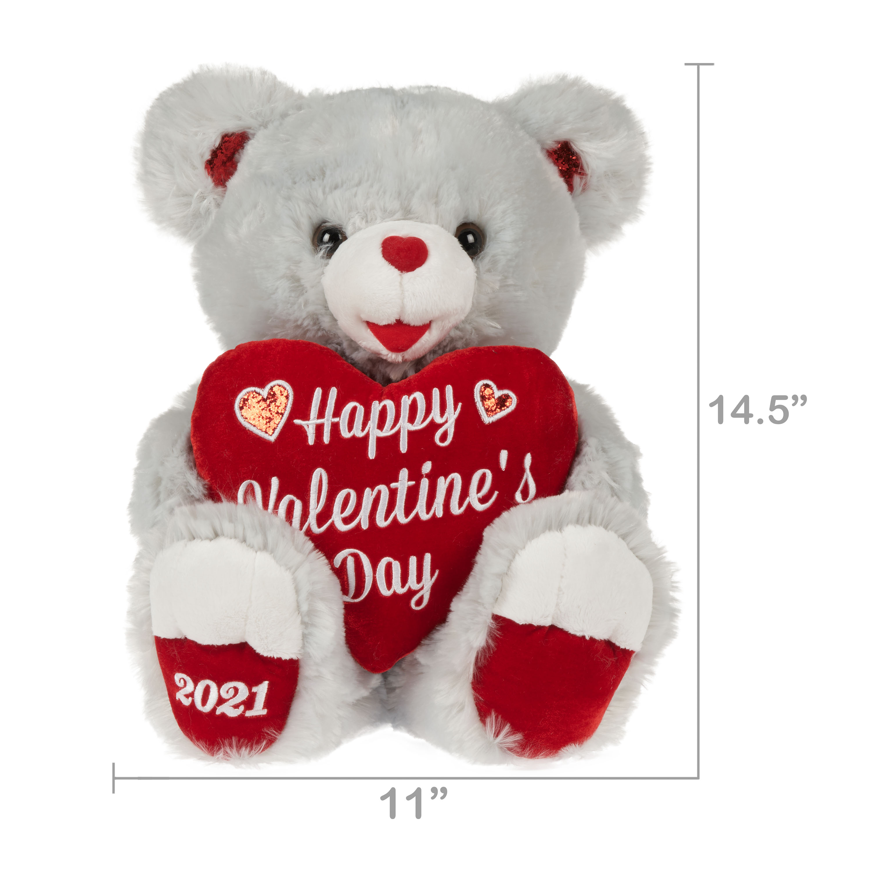 Way To Celebrate Valentine’s Day Large Sweetheart Teddy Bear 2021, Gray ...