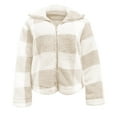 thumbnail image 5 of Patlollav Womens 2022 Fall/Winter Double Sided Plush Plaid Jacket Plus Size White L, 5 of 6