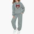 thumbnail image 1 of Conjunto de sudadera con capucha de manga larga para niños con estampado invernal y pantalones deportivos con lazo en las piernas, deportivo informal con forro polar para mayor calidez, conjunto de do, 1 of 5