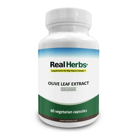 Real Herbs Olive Leaf Extract 750mg - Standardized to 20% Oleuropein - Anti-Inflammatory, Cardiovascular, Antioxidant & Immune System Support - 60 Vegetarian