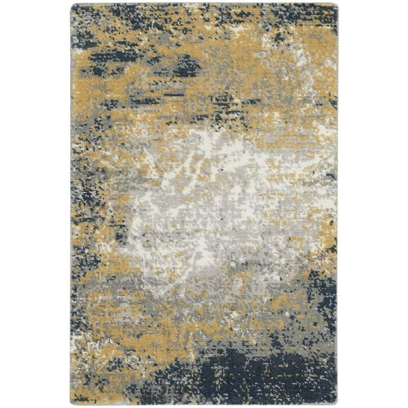 Nourison Twilight 24" x 36" Wool Indoor Rug in Navy Blue/Gold