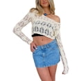 thumbnail image 3 of Franhais Women Crop Tops Cutout See-Through Long Sleeve Knitwear Fitted Shirt Streetwear Clubwear, 3 of 9