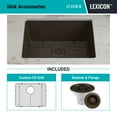 thumbnail image 5 of 23" x 18" Quartz Kitchen Sink, Single Bowl Sink, Drop-in Sink, Undermount Sink, Granite Kitchen Sink, Galaxy Mocha Kitchen Sink, with Steel Grid and Basket Strainer Lexicon Platinum LP-2318-M, 5 of 7