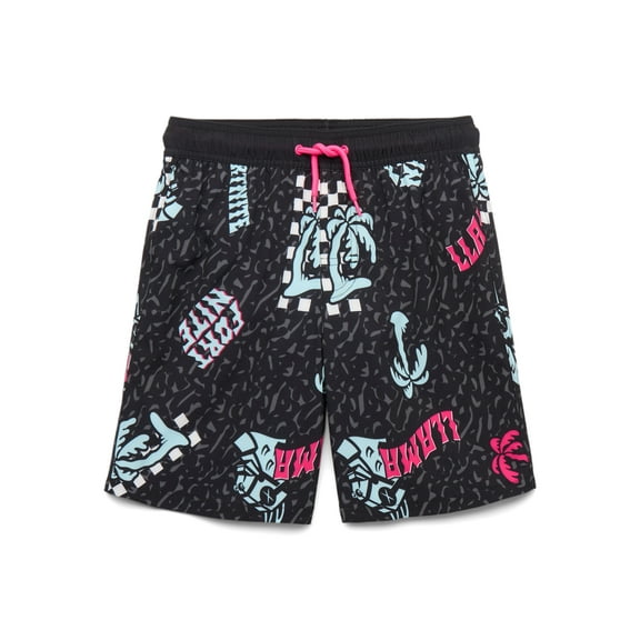 Fortnite Boys Palm Trees Graphic Swim Shorts, Sizes 4-12