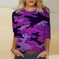 thumbnail image 2 of WEAIXIMIUNG Saint-Valentin Femmes Quotidien Été Imprimé Col Rond Hauts Manches Longues T-Shirt Imprimé Fleur Ample Fendu Côté Tunique, 2 of 4