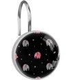 thumbnail image 1 of Elephant Shower Curtain Hooks（Set of 12）for Home Hotel Shower Rods Bathroom Crystal Glass Print Stainless Steel Round Curtain Hooks, 1 of 5