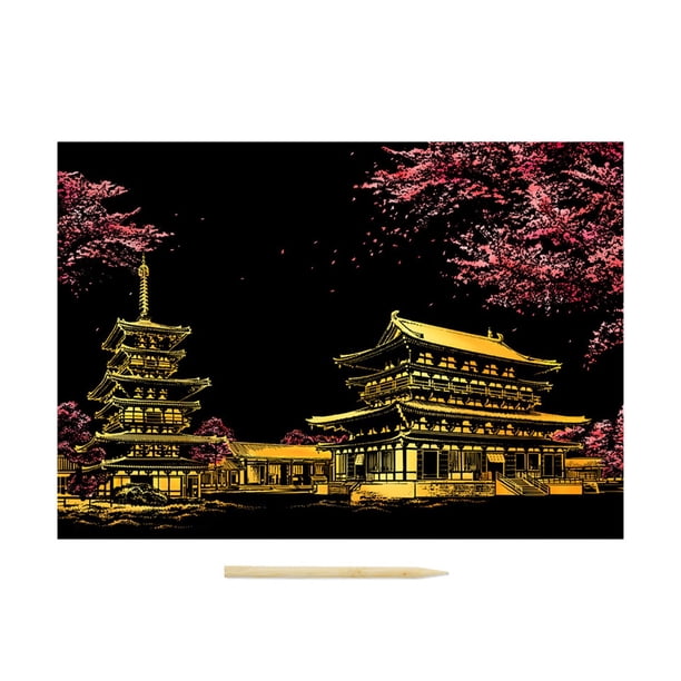 Paisaje Nocturno Pintura Única Para Rascar Y Descubrir, Para Adultos Y Niños. Descubre Con Cada