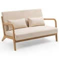 thumbnail image 5 of Mid-Century Modern Accent Sofa with Solid Wood Armrest and Feet, Leisure Chair for 2 Seats, Stylish and Comfortable, 5 of 6