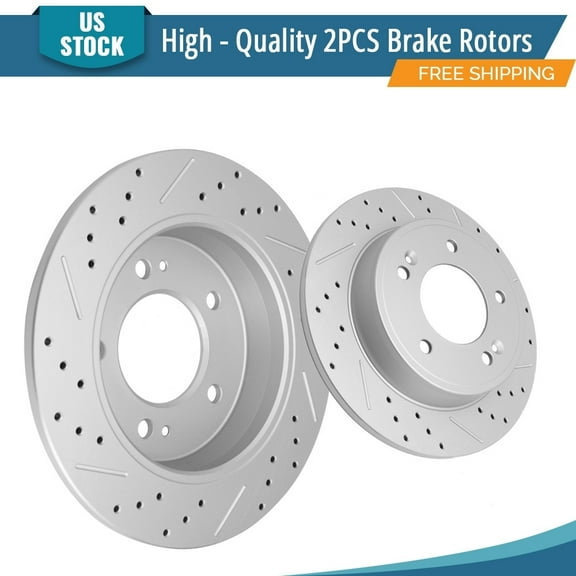 YXPCARS 2PCS Rear Brake Rotors(120.51043), Drilled & Slotted Disc Rotors Kit for Hyundai Elantra Elantra Coupe Elantra GT Kona Veloster Venue Kia Forte Forte5 Forte Koup Soul