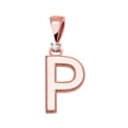 thumbnail image 1 of ROSE GOLD HIGH POLISH MILGRAIN SOLITAIRE DIAMOND "P" INITIAL PENDANT NECKLACE :  14K  Pendant only, 1 of 1