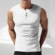 thumbnail image 4 of pstuiky Camisetas sin mangas para hombre, Top deportivo informal de malla de color sólido para hombre, transpirable, sin mangas, cuello redondo, medio botón Chaleco de hombre l, 4 of 9