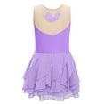 thumbnail image 2 of LiiYii Kids Girls Shiny Rhinestone Sleeveless Tiered Ruffle Figure Skating Dance Dress Ballet Tulle Light Purple 4, 2 of 5