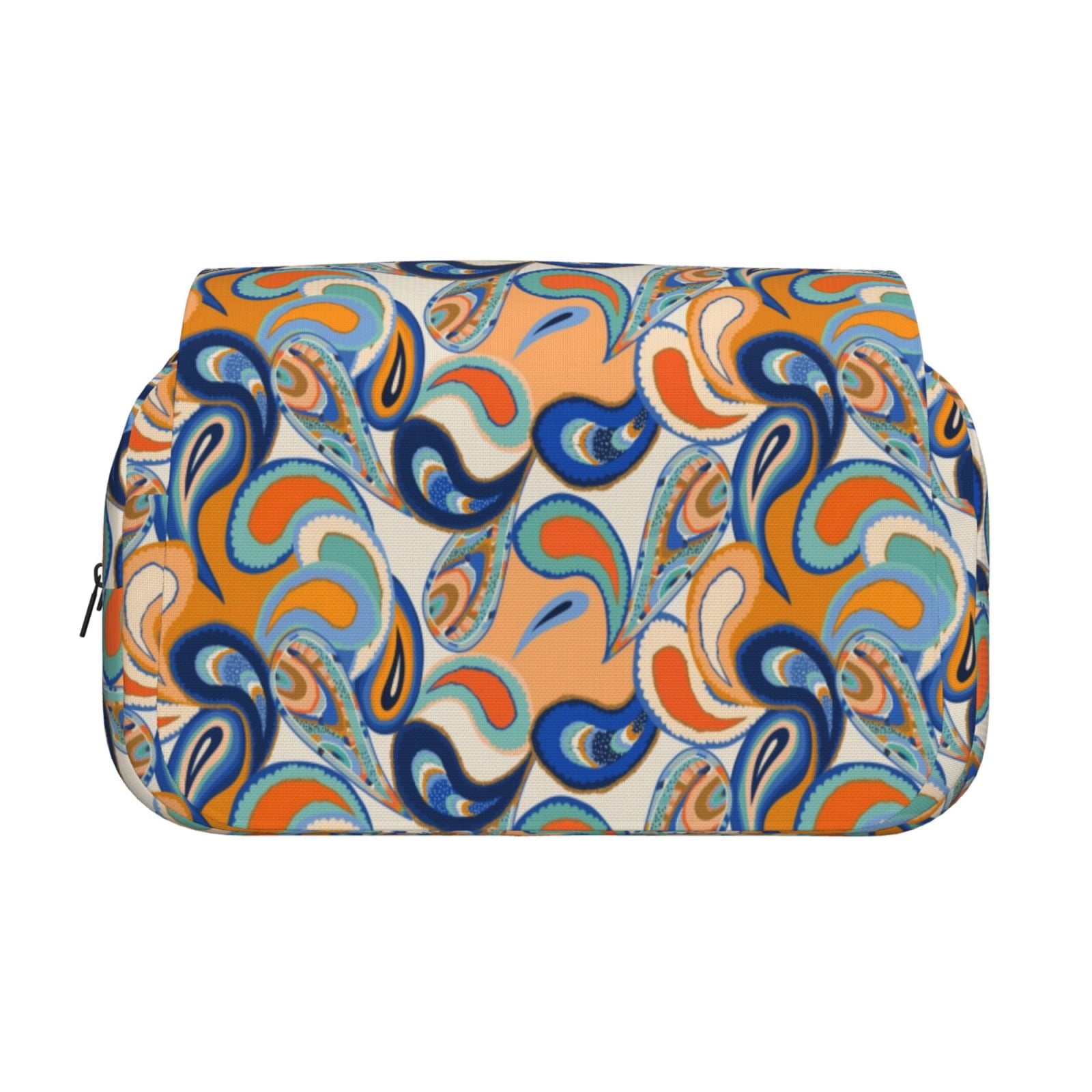 Rateoe Fashionable Paisley Pattern Double Clamshell Pen Case, Storage Organizer with Two Zipper Compartments– Holds Up to 50 Pencils & Pens