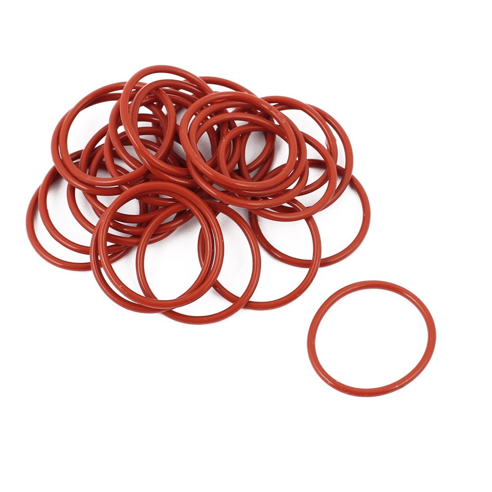 30Pcs Red 22mm x 1.5mm Silicone Rubber Gasket O Ring Sealing Ring Heat