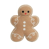Gingerbread Man Throw Pillow, Christmas Decorative Plush Pillow for Home & Bed, Festive Holiday Cushion