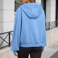 thumbnail image 3 of Full Zipper Hoodies for Women Long Sleeve Plain Zip Up Hooded Sweatshirt with Pockets Jacket Coat Fall Winter Outfits, 3 of 7