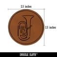 thumbnail image 2 of Tuba Music Instrument Sketch 2.5" Faux Leather Round Engraved Iron-On Patch - Brown, 2 of 6