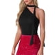 thumbnail image 4 of Top de tanque corto sin mangas con un solo hombro y fruncido de verano Y2K de INSPIRE CHIC M Negro, 4 of 6