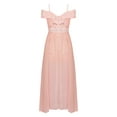 thumbnail image 3 of iEFiEL Girls Off-the-Shoulder Lace Chiffon Maxi Romper Dress Flower Girls Princess Pageant Ball Gown Light Pink 8, 3 of 6