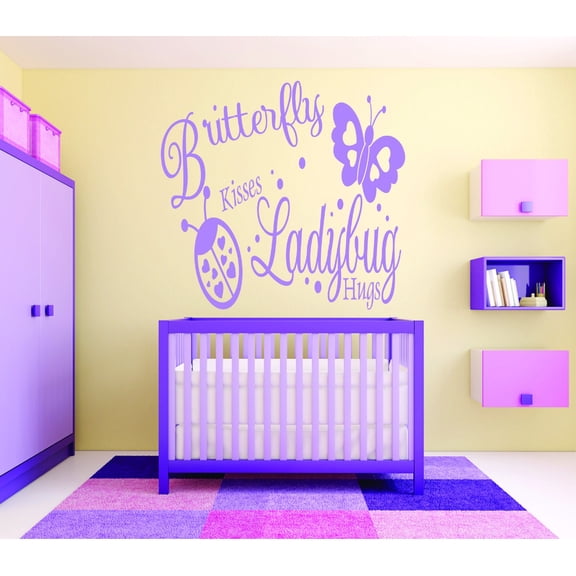 Custom Decals Butterfly Kisses Ladybug Hugs Baby Girl 20x30 Inches