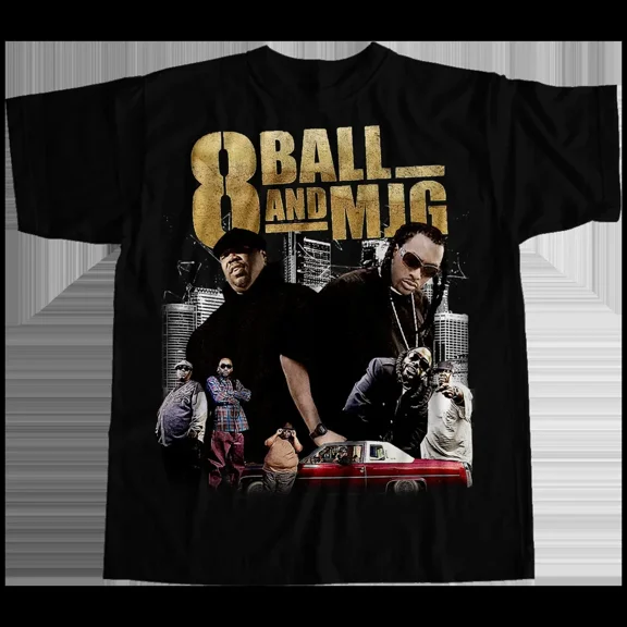 RARE 8Ball & MJG Black T-Shirt Cotton Full Size Unisex S-5XL
