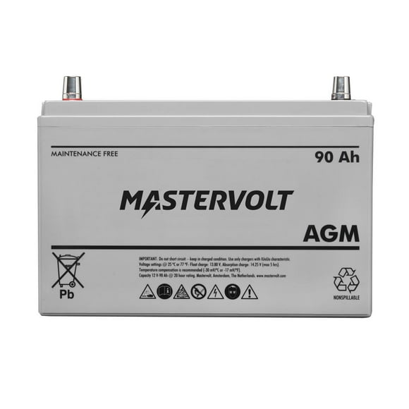 Mastervolt Battery 62000900 AGM Series; Group 31 AGM; 12 Volt; 570 Cold Cranking Amps; Top Terminal; 13 Inch Length; 6.8 Inch Width; 8.7 Inch Height