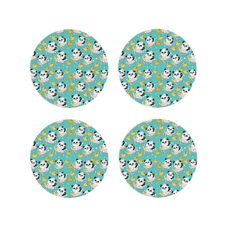 

Tideii Panda Bathing for Leather Coasters 4 Pieces Anti-fouling and Anti-scalding Decorative Coasters Suitable for Restaurants Kitchens Coffee Shops-Round Shape