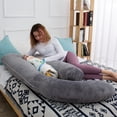 thumbnail image 3 of U-Shaped Full Body Pillow with Soft Velvet Cover, Adjustable PP Cotton Filling, Support Pillow for Side Sleeping, Back, Waist, Hip and Leg Support, Grey, 3 of 5