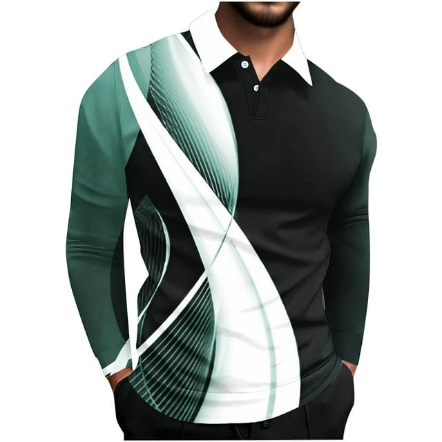 Blusa y camisa de manga larga con cuello vuelto para hombre, jersey de solapa de manga corta, top deportivo de manga corta con solapa, blusa de poliéster para hombre