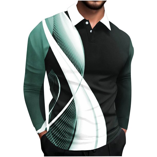 Blusa y camisa de manga larga con cuello vuelto para hombre, jersey de solapa de manga corta, top deportivo de manga corta con solapa, blusa de poliéster para hombre