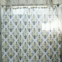 JUPA Place Premium Polyester Fabric Floral Shower Curtains - Machine Washable Floral Fabric Shower Curtain Liner - Lightweight Shower Curtain with 12 Hooks - (Yellow & Grey Floral)