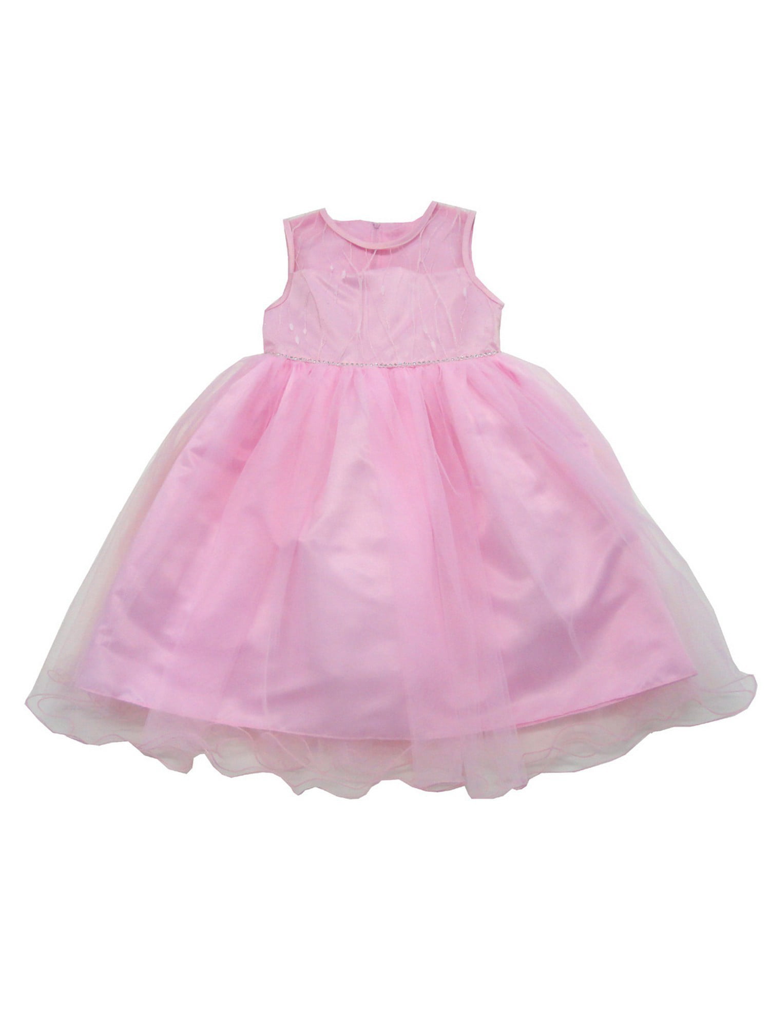 S. Square - Little Girls Pink Embroidered Tulle Glitter Trim Stylish ...