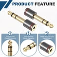 thumbnail image 3 of Adaptador de auriculares estéreo Uxcell 2Pcs TRS 6.35mm macho a 3.5mm hembra, convertidor de audio de cobre puro chapado en oro para guitarras, altavoces, computadoras, gris, 3 of 6
