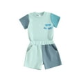 thumbnail image 2 of Aojekbee Little Boys Brother Matching Outfits Sets Short Sleeve Contrast Color Tops and Casual Shorts Sets, 2 of 10