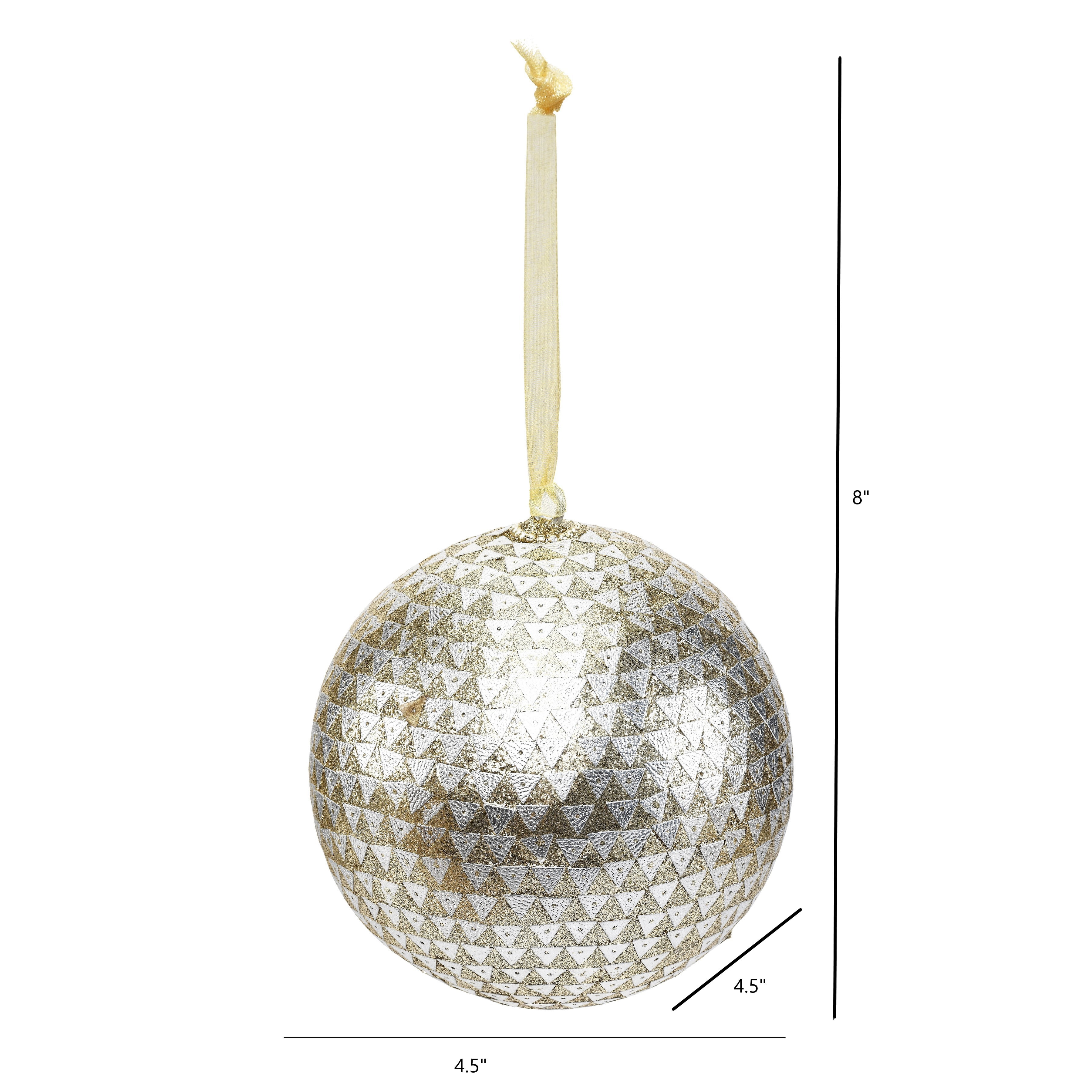 Lr Home Sequenced Trianglular Mosaic Handcrafted Globe Multi-color Geometric Plastic Christmas Ball Ornaments, 4 Count (4.5")
