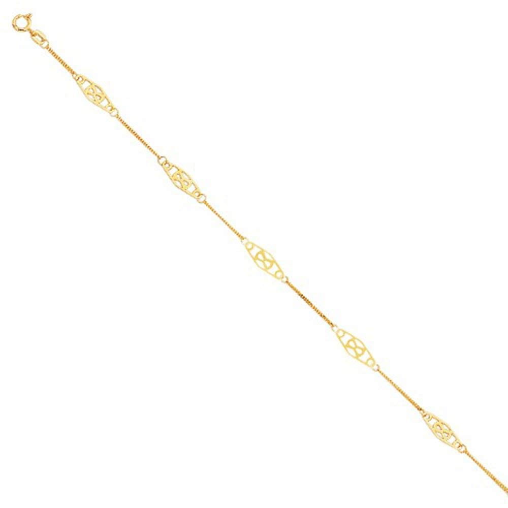 JewelStop 14k Solid Yellow Gold Infinity Anklet Bracelet, Spring Ring - 10 Inches, 1.4gr.