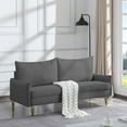 thumbnail image 3 of Liangfu Mid - Century Modern Upholstered Sofa with Gold Legs, Comfortable Loveseat for Living Room, Bedroom Light Grey, 3 of 8