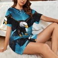 thumbnail image 4 of Balery Night Sky Forest Bald Eagle Conjunto de Pijama para Mujer con Estampado, Dos Piezas de Manga Corta y Shorts, Ropa de Dormir Suave con Cuello Redondo y Bolsillos-3X-Large, 4 of 6