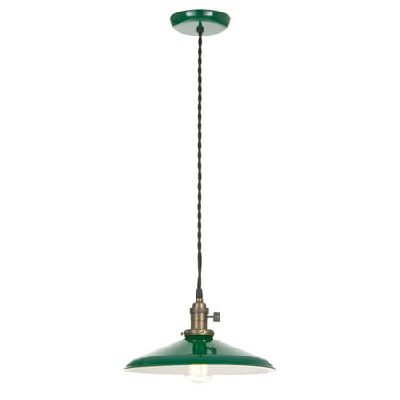 

B&P Lamp® Black Pendant Porcelain Lamp Complete With Shade Socket Cord And Canopy 12 In Diameter